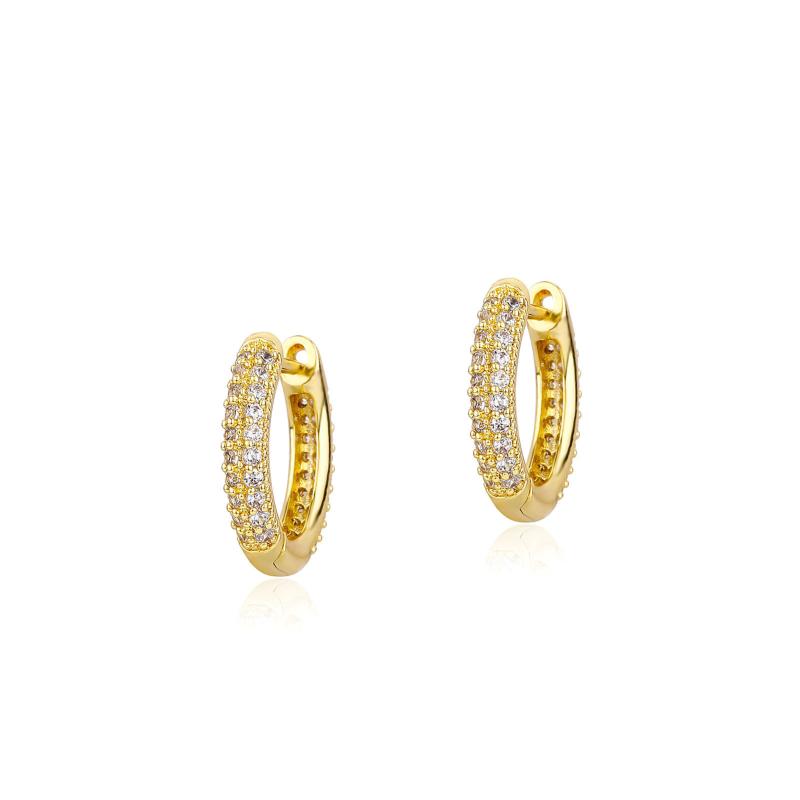 ピアス レディース フープ 二連ジルコニア 幅広 レトロ 高級感 上品 インスタ風 欧米風 ゴールド シルバー 銅製 個性的 お洒落