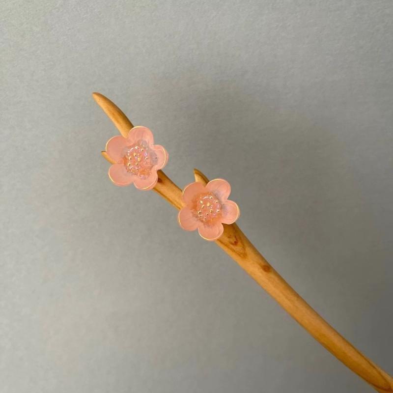かんざし レディース 天然桃木 桃の花 新中華風 レトロ 優雅 上品 かわいい 和装 浴衣 着物 髪飾り ヘアスティック フラワーモチーフ 普段使い お出かけ