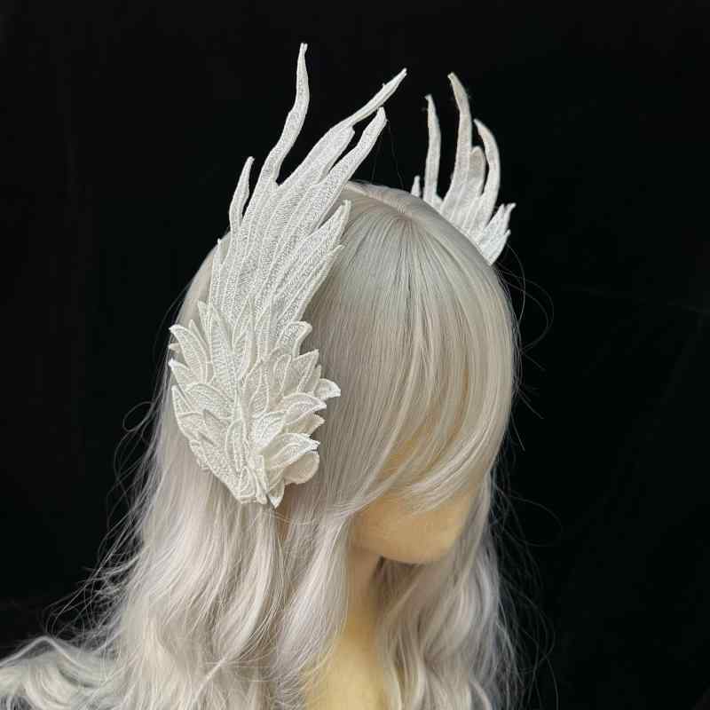 ヘアクリップ キッズ ロリータ 天使の羽根 黒白 2色 刺繍 ヘアピン くちばしクリップ アレンジ自在 合金製 かわいい おしゃれ 日韓スタイル