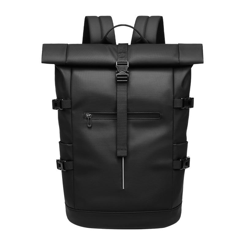 リュック メンズ 大容量 ロールトップ 防犯 撥水加工 16インチPC収納対応 多機能 通勤 通学 旅行 ビジネス 学生用 バックパック 疲れにくい肩ベルト おしゃれ スタイリッシュ ブラック カジュアル