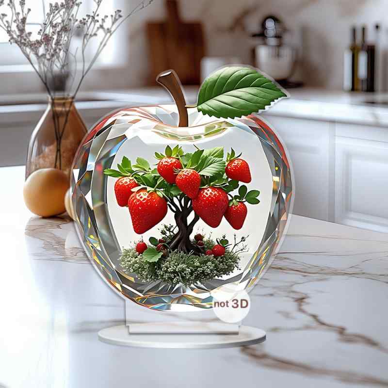 置物 高級感 アクリル製 平面デザイン りんご いちご モチーフ カートゥーン風 玄関 ワインラック テレビ台 インテリア 装飾 オブジェ(x2)