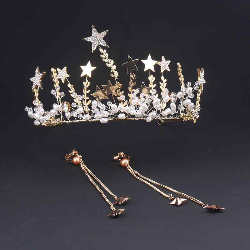 ヘアアクセサリー レディース 花嫁 ブライダル ウェディング 結婚式 ティアラ クラウン型 スター 星 手..