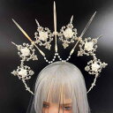 ヘッドドレス 男女兼用 ロリータ 聖母 アポロ光輪 冠 天使 レトロ ゴージャス 金属製 ハンドメイド 撮影小道具 コスプレ イベント パーティー ハロウィン(3)