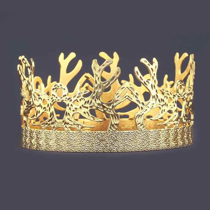 ヘッドドレス 男女兼用 ユニセックス トナカイの角 王冠型 クラウン ティアラ キングクラウン クリスマス 祝日 パーティー イベント 結婚式 誕生日 記念日 ...