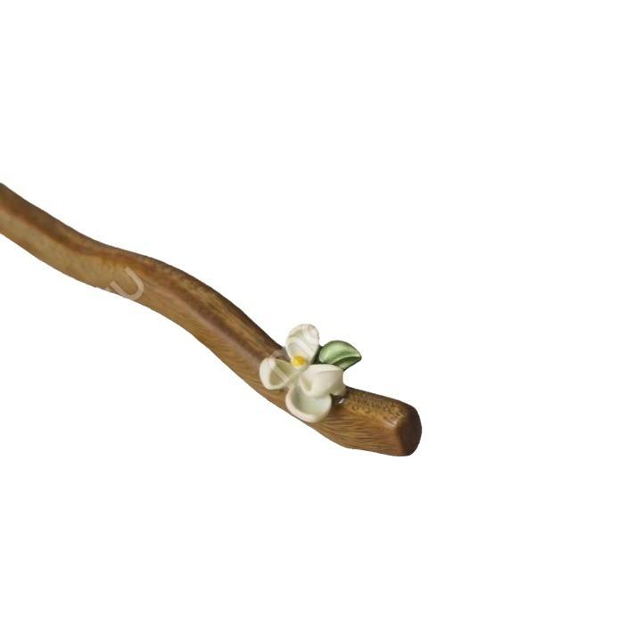 簪 レディース ハンドメイド オリジナル 白檀 パール クチナシ花モチーフ レトロ モダン まとめ髪 アップヘア 普段使い チャイナドレス 和装 浴衣 ヘアアク...