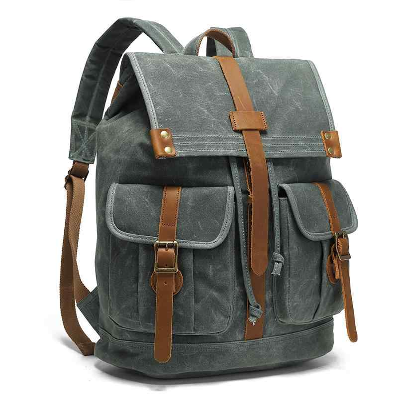バックパック メンズ レディース 撥水加工 軽量 大容量 キャンバス 本革 牛革 レザー パソコン収納 12..