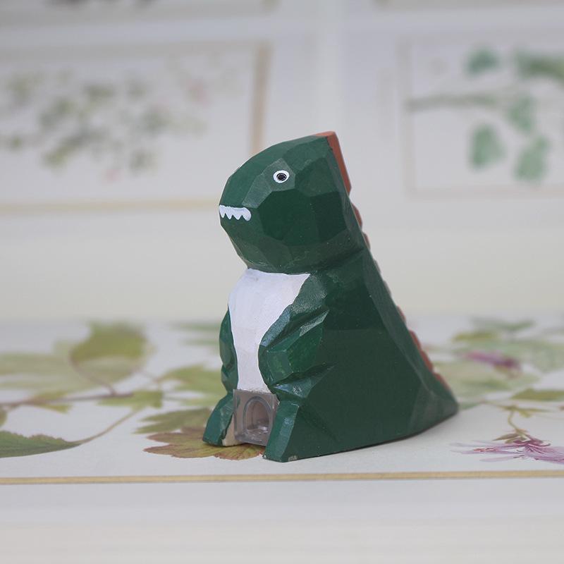 文房具 子供用 かわいい グリーン 恐竜 アニマル モチーフ 木製 手動 鉛筆削り ユニーク デザイン 小学..