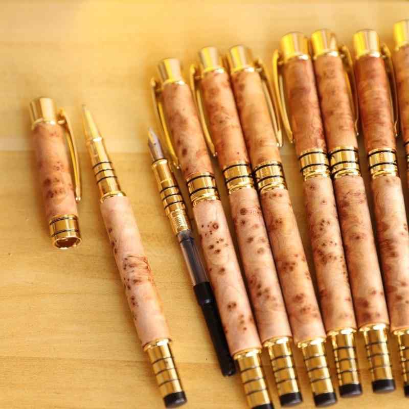 筆記具 貴重な崖柏 瘤杢 木製 万年筆 ボールペン 2way 多機能ペン 高級感あふれる ビジネス オフィス ..