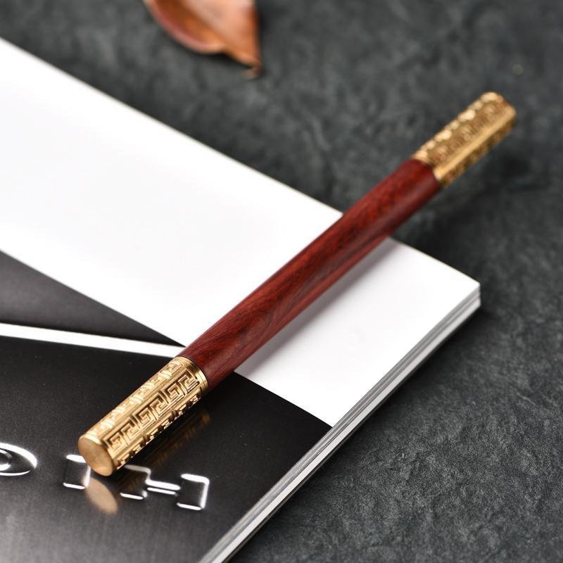 ボールペン 高級感のある紅酸枝木 孫悟空 如意金箍棒 精巧 木彫り 細工 手作り 工芸品 ユニークデザイ..