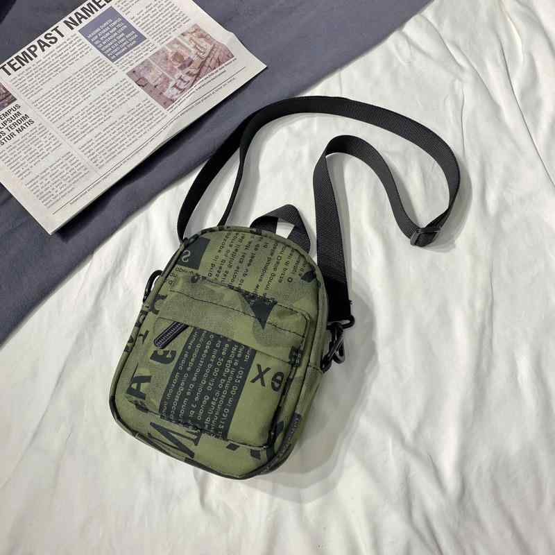 バッグ レディース 韓国ファッション シンプル オックスフォード生地 軽量 アルファベット柄 ショルダーバッグ 斜め掛け 肩掛け ミニポーチ ポシェット スマホ収納 多収納 ファスナー開閉 普段使い