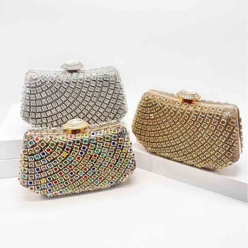 パーティーバッグ レディース クラッチバッグ ラインストーン飾り 華やか エレガント シンプル 結婚式 二次会 謝恩会 フォーマル 普段使い チェーン付き ミニ スクエア型 内ポケット付き