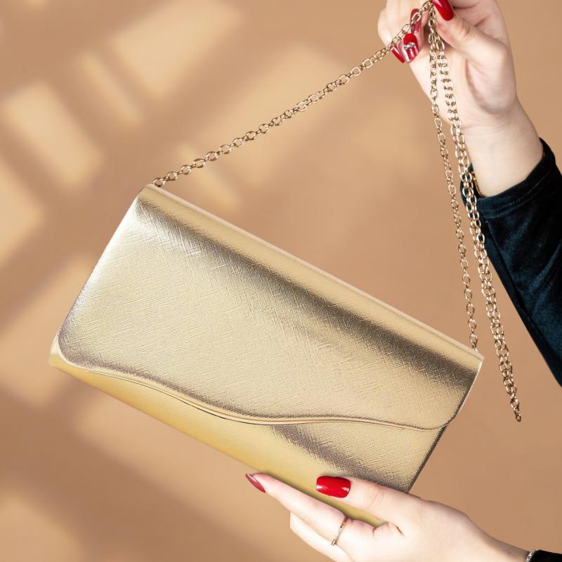 バッグ レディース チェーンストラップ 2way パーティーバッグ 結婚式 二次会 お呼ばれ クラッチバッグ ショルダーバッグ サフィアーノ調 PUレザー 高級感 エレガント 都会的 普段使い 横型ミニスクエア