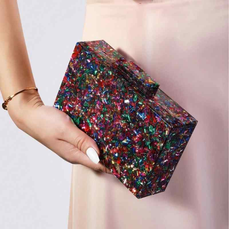 バッグ レディース 女性用 春夏 スパンコール アクリル パーティーバッグ イブニングバッグ クラッチバッグ ハンドバッグ ショルダーバッグ 斜めがけ ミニバッグ スクエア型 スマホ収納 マグネット開閉 結婚式 披露宴 二次会 お呼ばれ フォーマル