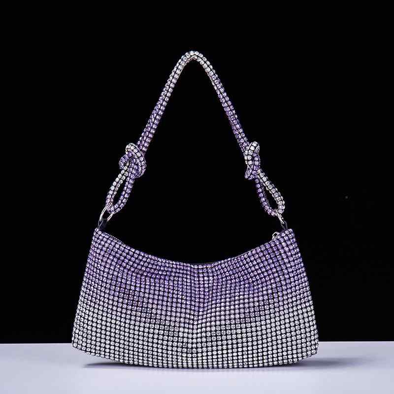 パーティーバッグ レディース ショルダーバッグ ワンショルダー ハンドメイド ラインストーン キラキラ ノットデザイン バケツ型 ファスナー開閉 結婚式 披露宴 二次会 お呼ばれ フォーマル PUレザー シルバー 内ポケット付き