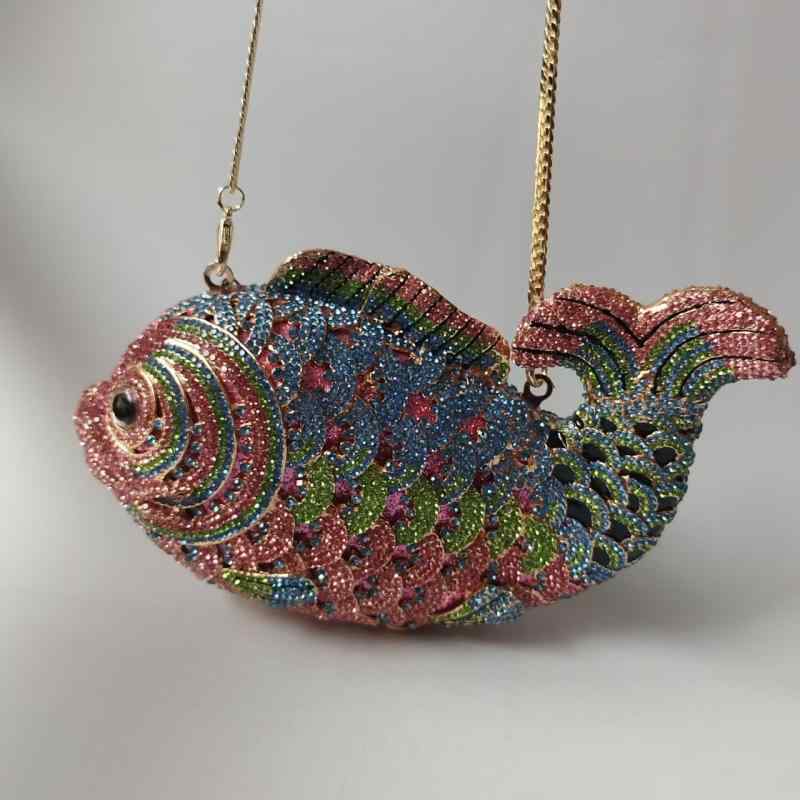 パーティーバッグ レディース 煌めく クリスタルビジュー 金魚型 結婚式 二次会 披露宴 お呼ばれ 謝恩会 演奏会 マグネット開閉 クラッチバッグ