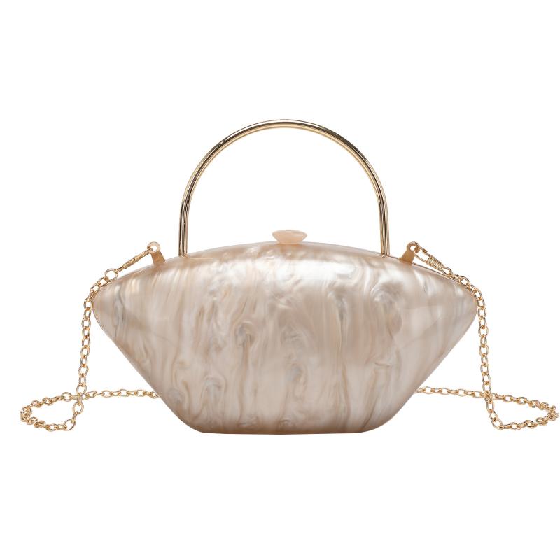 バッグ レディース アクリル イブニングバッグ クラッチバッグ スクエア型 チェーン付き ショルダーバッグ 斜め掛け 磁気ボタン開閉 普段使い カジュアルスタイル 欧米風 レトロ ハードタイプ