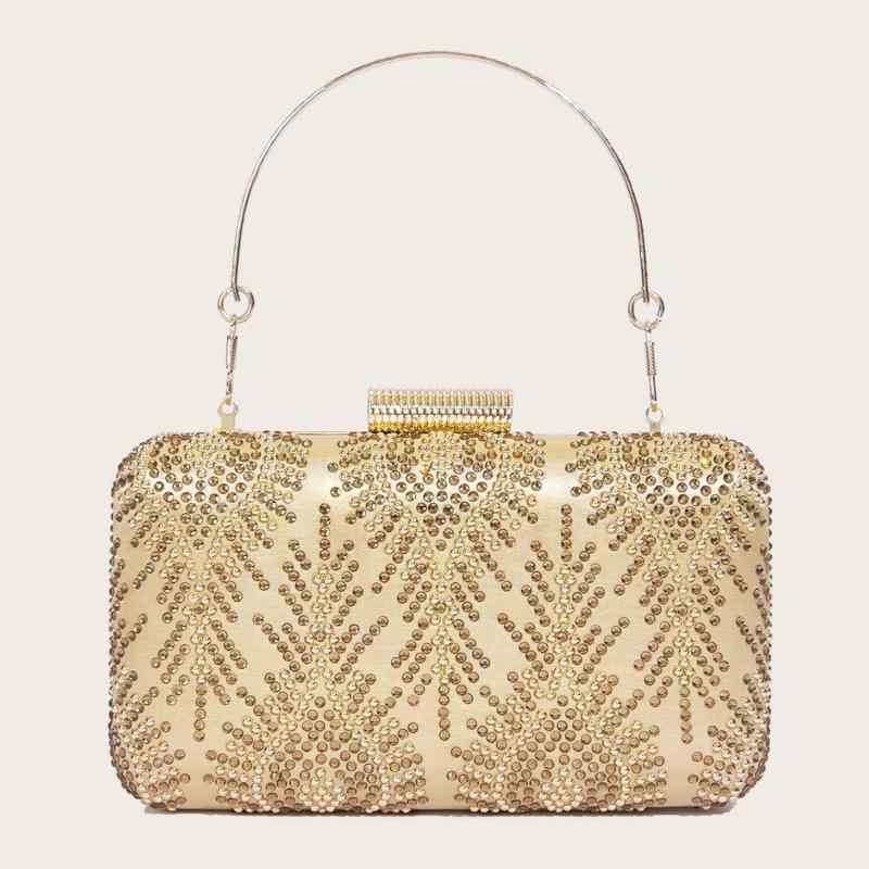 クラッチバッグ レディース 結婚式 パーティー フォーマル お呼ばれ ラインストーン キラキラ エレガント 上品 高級感 2way チェーン付き ボックス型