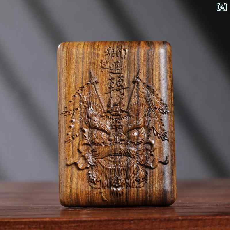 吊り飾り 沈香木 木彫り 手作り 中国獅子舞 車載用 カー用品 民族風 工芸品 ペンダント チャーム オー..