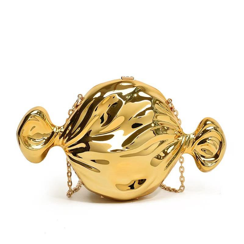 パーティーバッグ レディース キャンディ型 ミラー加工 光沢感 レトロ ヴィンテージ クラッチバッグ シ..