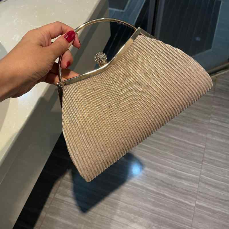 バッグ レディース パーティー プリーツ ラインストーン ビジュー シェル型 結婚式 披露宴 二次会 フォ..