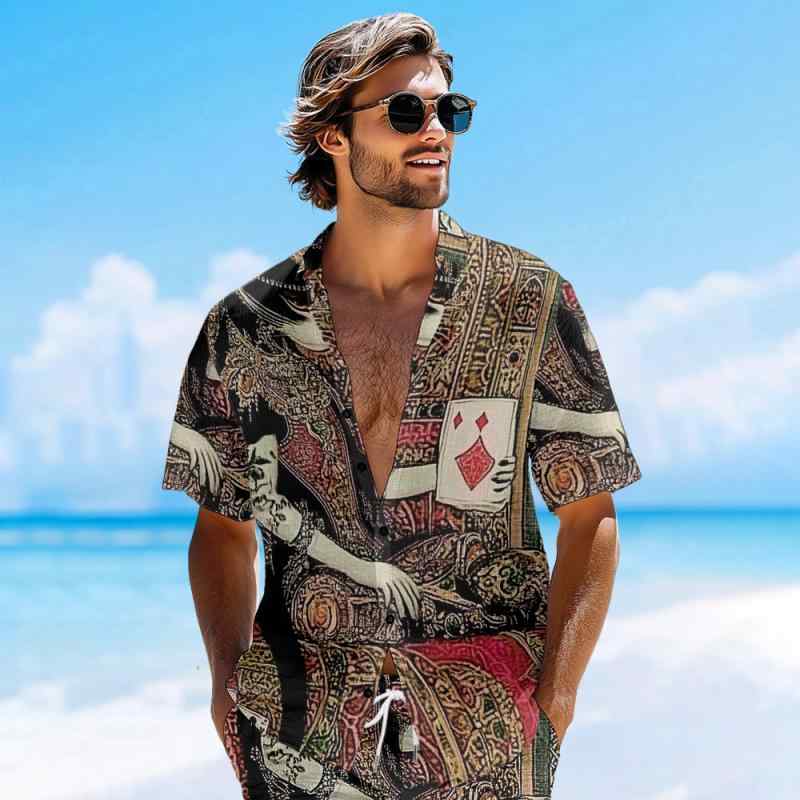 シャツ メンズ 薄手 軽量 通気性 ハワイアン アロハシャツ 花柄 開襟 ゆったり リラックスフィット リゾートスタイル カジュアル 洗濯可能 おしゃれ レトロ 総柄プリント 春夏