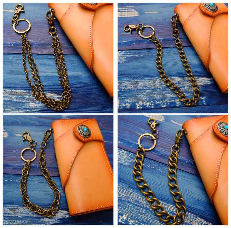 ウォレットチェーン メンズ 盗難防止 落下防止 韓国ファッション ストリート系 トレンド パンツ用 キーホルダー バッグチャーム 金属製 アンティークゴールド ヴィンテージ風 アクセサリー 小物