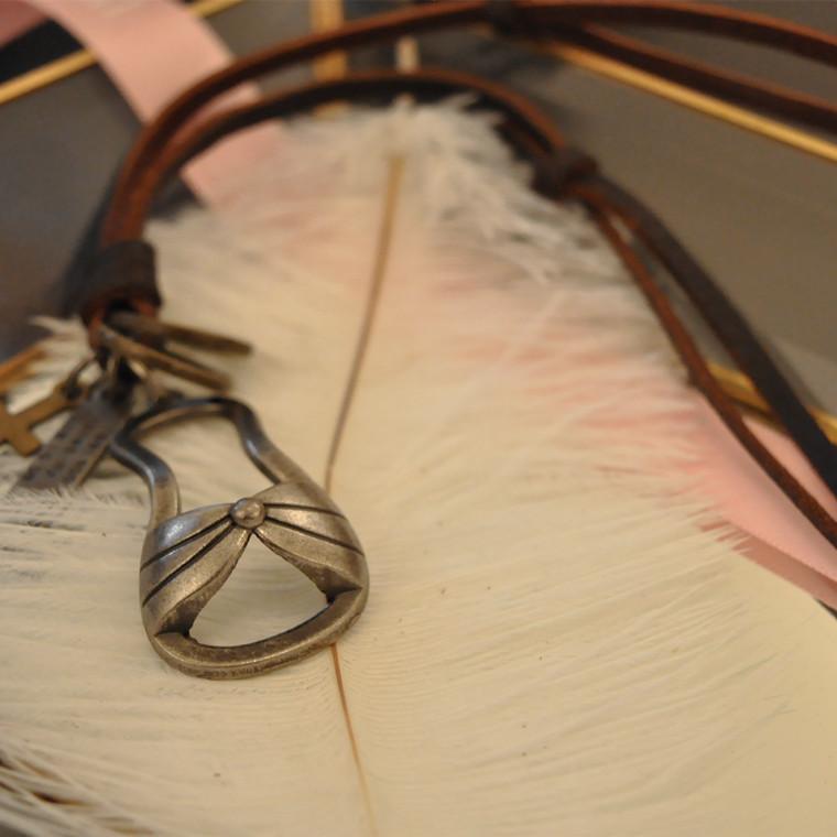 ネックレス 男女兼用 メンズ レディース 本革 牛革 ロング レトロ アンティーク調 おしゃれ シューズモ..