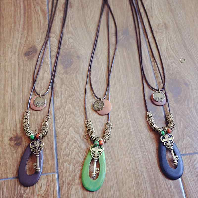 ネックレス レディース 日韓スタイル 幾何学モチーフ マット加工 鍵キーチャーム ワックスコード 合金..