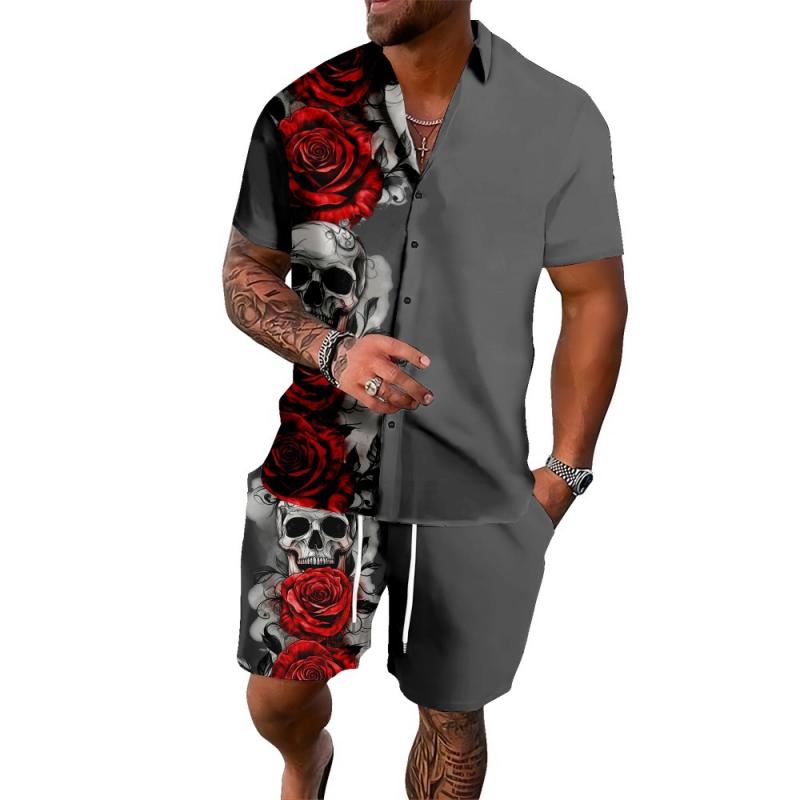 セットアップ メンズ ハワイアン ビーチ シャツ ショートパンツ ゆったり ルーズ 3Dデジタルプリント 抗菌 ポリエステル 半袖 カジュアル リゾート 夏(4)