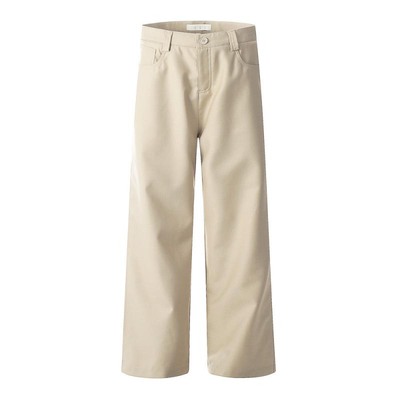 パンツ メンズ ゆったり ルーズ ストレート ワイド カジュアル 無地 ロング オールシーズン シンプル 着回し アメカジ ストリート ジッパーフライ しわになりにくい ポケット付き ポリエステル混紡(4)