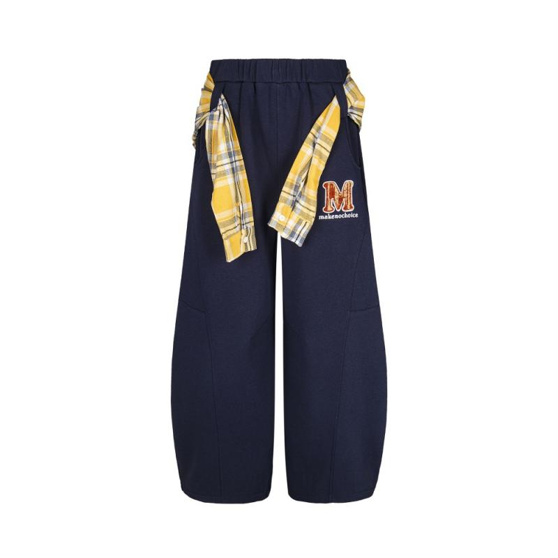 カジュアルパンツ メンズ ストリート 個性的なデザイン 取り外し可能 チェック柄スカート ルーズフィット バナナパンツ カーブパンツ ロング丈 綿混紡 通気性 春夏秋冬