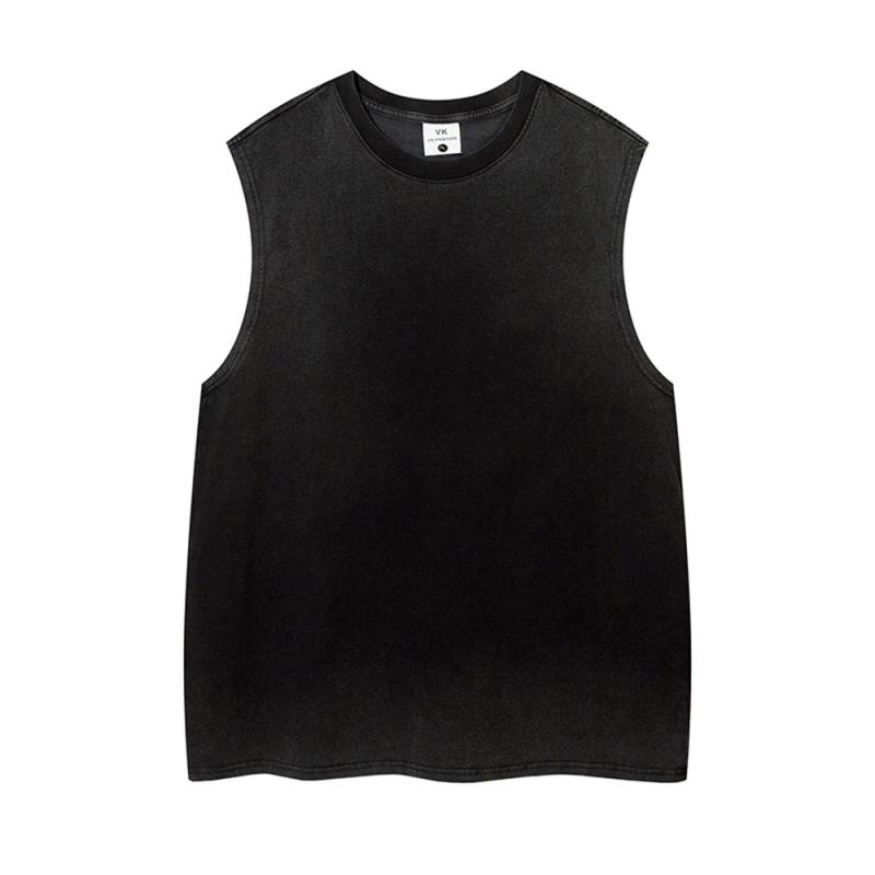 タンクトップ メンズ 男性用 ノースリーブ Tシャツ パンク風 レトロ ヴィンテージ ウォッシュ加工 絞り染め グラデーション アメリカン ストリートファッション ルーズ ゆったり カジュアル 夏服 コットン素材