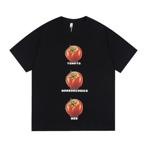 Tシャツ メンズ 男性用 トマト柄 3Dプリント ユニーク デザイン ゆったり ルーズフィット トレンド ストリート カジュアル 純綿 コットン 通気性 半袖 春夏 ブラック グレー Tシャツ メンズ 男性用 トマト柄 3Dプリント ユニーク デザイン ゆったり ルーズフィット トレンド ストリート カジュアル 純綿 コットン 通気性 半袖 春夏 ブラック グレー