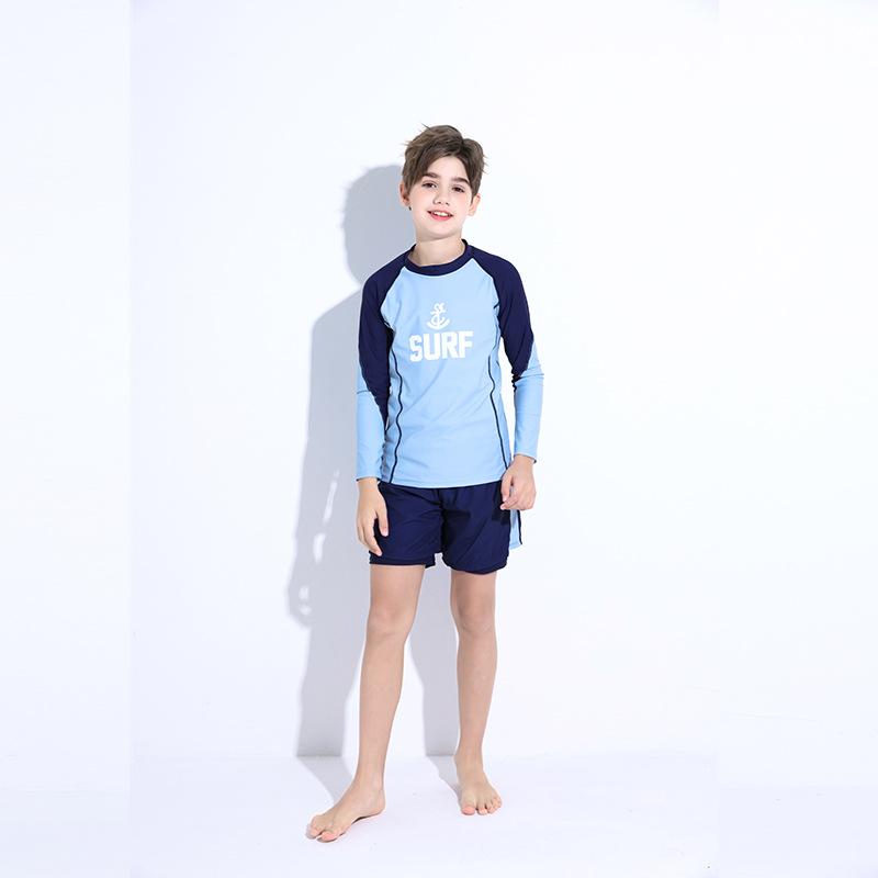 Swimwear - 水着 男の子 ジュニア 速乾 セパレート 半袖 セットアップ 大きいサイズ ナイロン ポリエステル素材 温泉 プール 海水浴 水遊び スポーツ