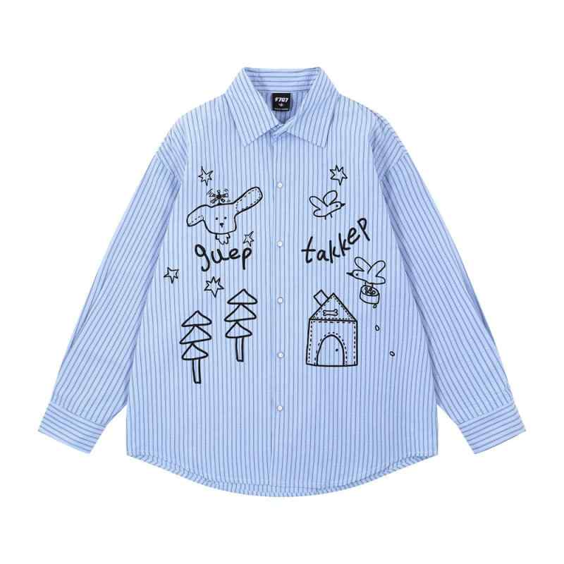 ・カテゴリ: シャツ・スタイル: ストリートカジュアル・主な素材: 綿35%・フィット: ゆったり・襟型: 襟付き・袖丈: 長袖・柄: プリントストライプ・厚さ: 普通・シーン: カジュアル・カラー展開: カーキ、ブルー、ピンク・サイズ展開...