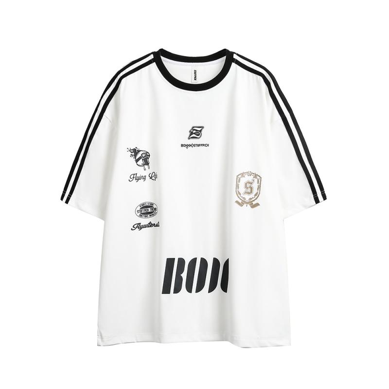 Tシャツ メンズ アメリカン ストリート系 ルーズフィット 100%コットン レタープリント クルーネック 半袖 通気性 カジュアル 夏 トップス 白 グレー 紺(x2)