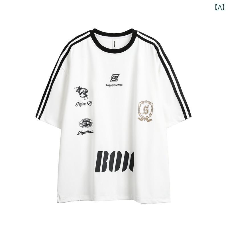 Tシャツ メンズ アメリカン ストリート系 ルーズフィット 100%コットン レタープリント クルーネック 半袖 通気性 カジュアル 夏 トップス 白 グレー 紺(x2)