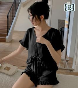 パジャマ レディース 女性用 春夏 長袖 長ズボン 薄手 接触冷感 サテン シフォン ポリエステル ルームウェア 部屋着 セットアップ 快適 高級感 バイオレット