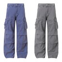 カーゴパンツ メンズ ゆったり コットン100% 無地 ウォッシュ加工 プリーツ ストリート パンク ストレート オールシーズン