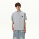 ポロシャツ メンズ 春夏 ゆったり 半袖 ハーフボタン スタンドカラー ダックスフンド キャラクター ストリートカジュアル 切り替え 通気性抜群 綿混 部屋着 普段着