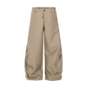 カーゴパンツ メンズ ゆったり ワイドレッグ プリーツ加工 マルチポケット ヒップホップ ストリート系 デイリーユース カジュアル ドレープ ロング丈 無地 綿混 ポリエステル素材 ブラック グレー カーキ オールシーズン