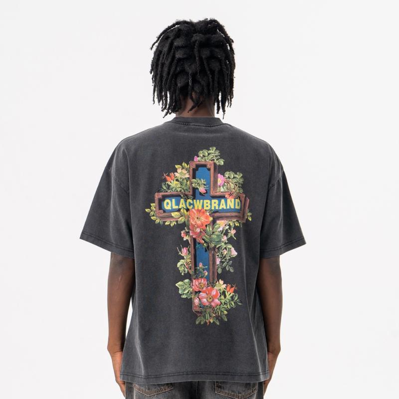 Tシャツ メンズ ヘビーウェイト ウォッシュ加工 ゆったり ビッグシルエット ストリート系 アメリカンカ..