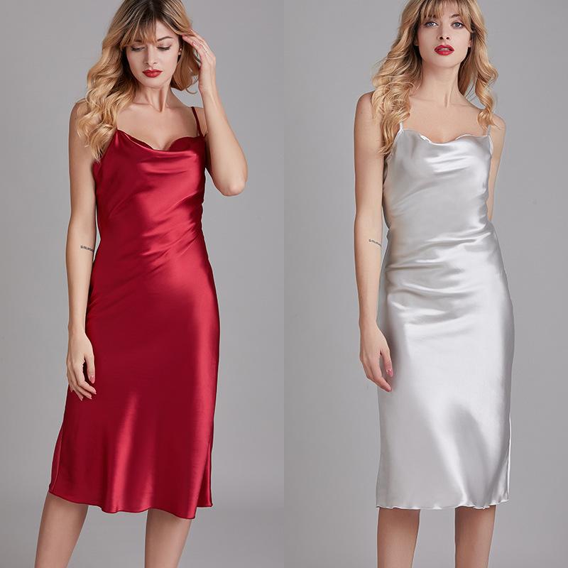 ネグリジェ レディース 女性用 ノースリーブ 接触冷感 薄手 エレガント ドレープネック カウルネック ..