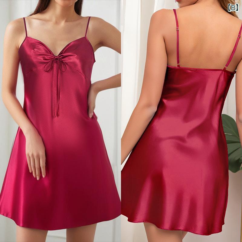 パジャマ レディース 接触冷感 セクシー 薄手 キャミソール ワンピース バックレス ネグリジェ スリップ ルームウェア 部屋着 シルク調 サテン 快適 涼しい 春夏 おうち時間 ホテルスパ 旅行 大きいサイズ