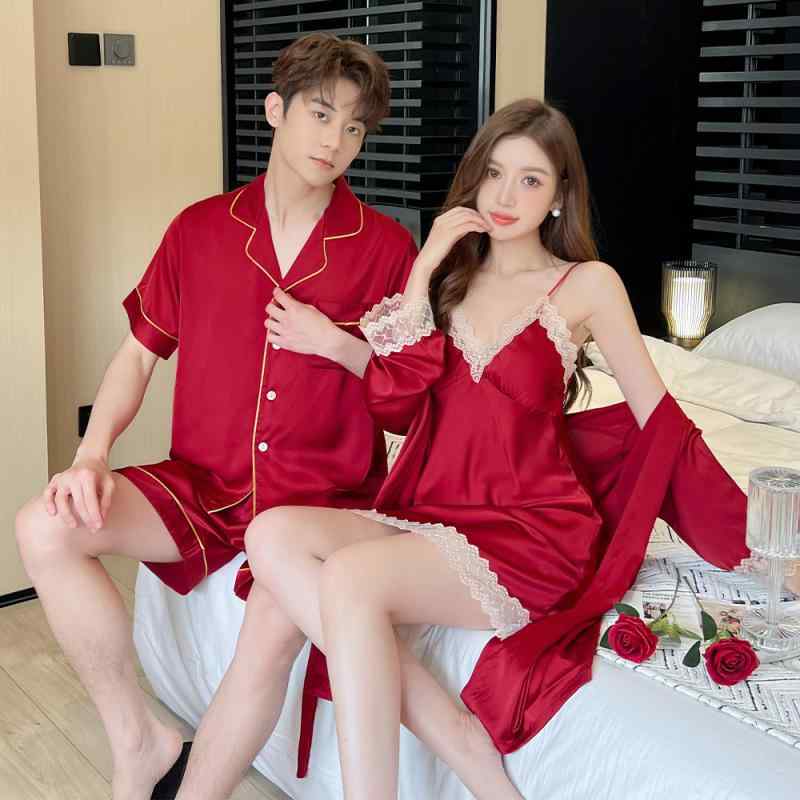 パジャマ メンズ レディース 接触冷感 半袖 ショートパンツ 上下セット 薄手 Vネック カップル ペアル..