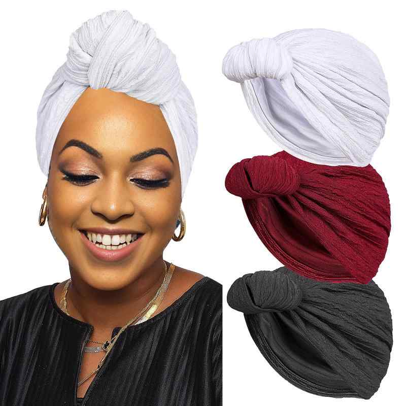 ターバン レディース 結び目 ノットデザイン プリーツ加工 ラメ入り ふんわり ボリューム感 おしゃれ ..