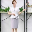事務服 レディース オフィスウェア 高級感 上品 半袖 セットアップ スカート パンツ 美容サロン ホテルフロント 受付 店長 販売 竹繊維 大きいサイズ 夏(x2)
