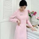 ワンピース レディース 長袖 ミモレ丈 秋冬 OL通勤 ビジネス オフィス 事務服 受付 接客 ホテルフロント 美容師 制服 ユニフォーム ストレッチ 高級感(x2)
