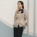 セットアップ レディース 吸湿速乾 韓国風 高級感 医療事務 受付 エステ 美容師 販売員 事務服 制服 ユニフォーム オフィスウェア 通勤 長袖 パンツ スカート(x2)