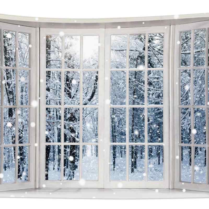 タペストリー 北欧風 洗濯機OK 冬 クリスマス 窓辺の雪松林 雪景色 自然風景 デジタルプリント 大型 壁..